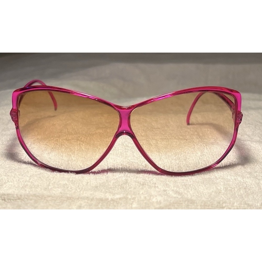 Vtg 70s Pink Oversized Oval Sunglasses Art Deco Style Mod Pink made In France